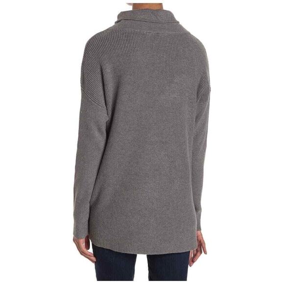 Devotion by Cyrus Women's Cowl Neck Ribbed Tunic Sweater in Charcoal XSmall - Picture 2 of 3